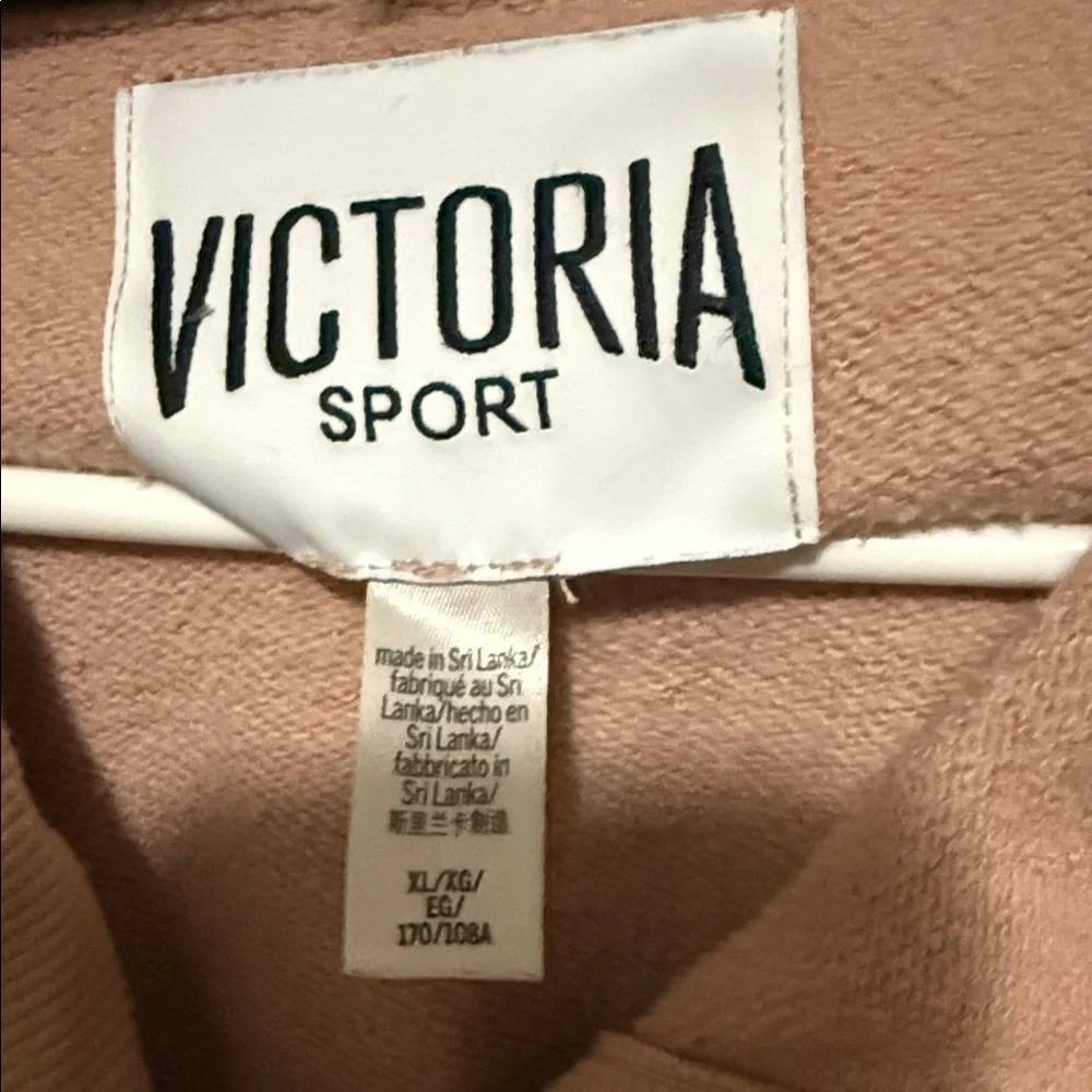 🤎 Victoria Sport Cropped Hoodie Sweatshirt Size XL | Blush Taupe - Picture 2 of 7